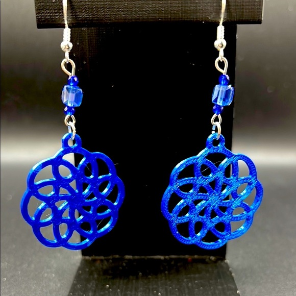 Handmade Blue Earrings - Picture 3 of 6